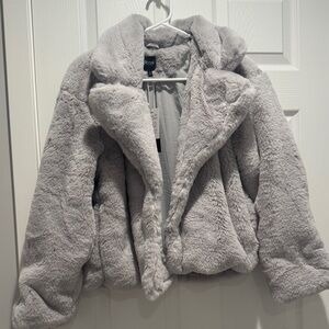 Cold Rush Faux Fur Jacket - light grey